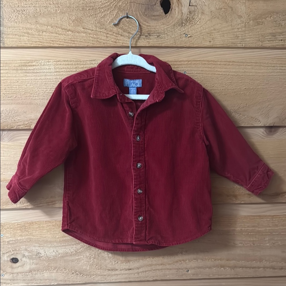 The Children's Place Red Button Down Shirt Corduroy 18 Months